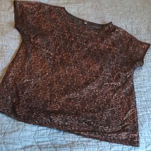 Bronze and black lace tee with attached black tank